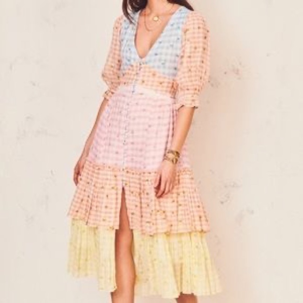 LSF LoveShackFancy Ollie Dress, size 8, NWT, in Multi Rosebud Check